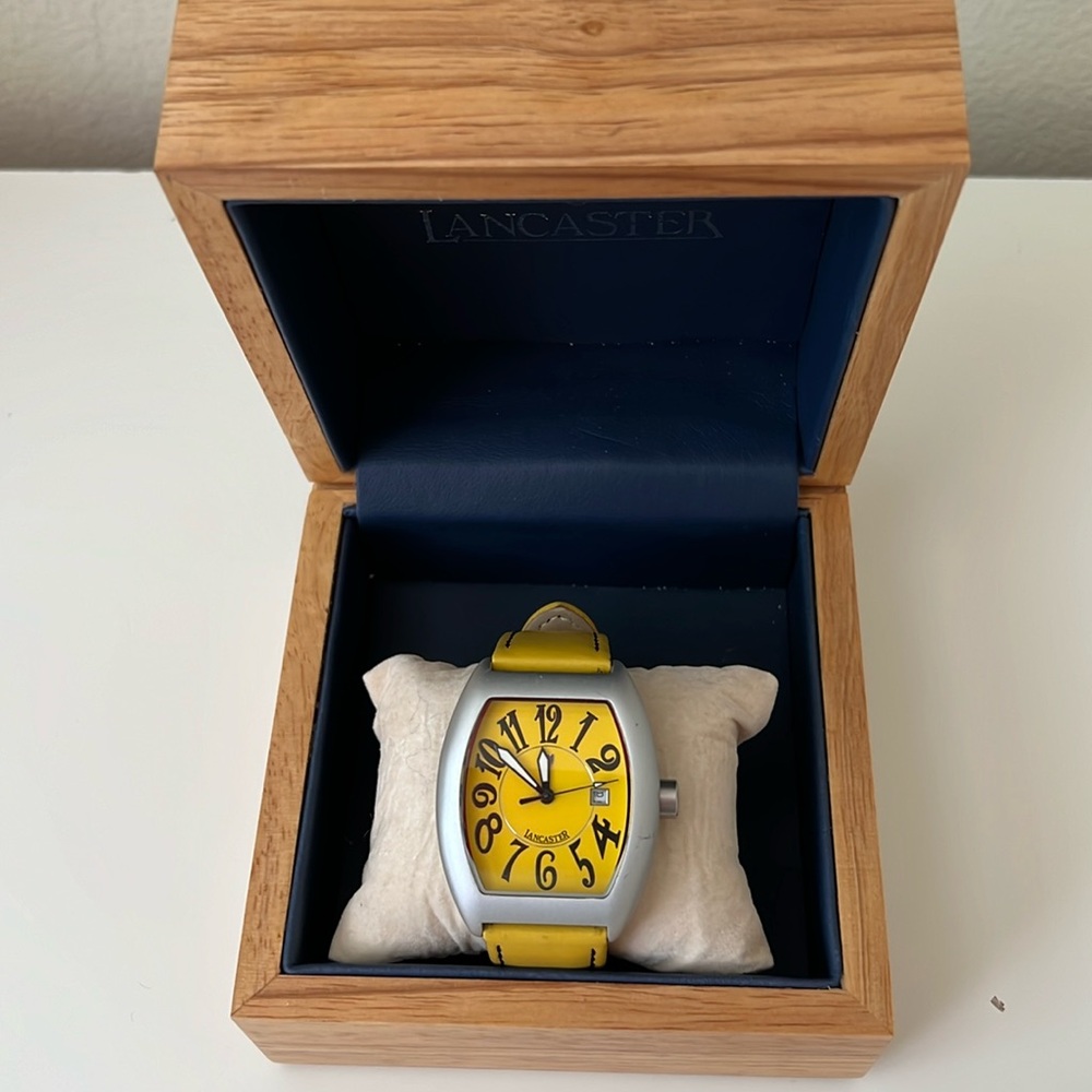 Lancaster yellow vintage watch Y2K